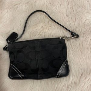 Coach black logo wristlet